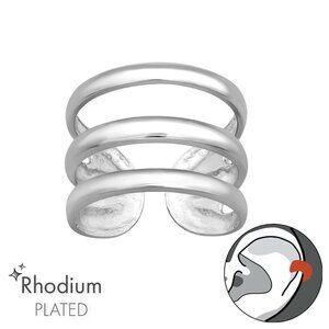 Rhodium Triple Band Ear Cuff​